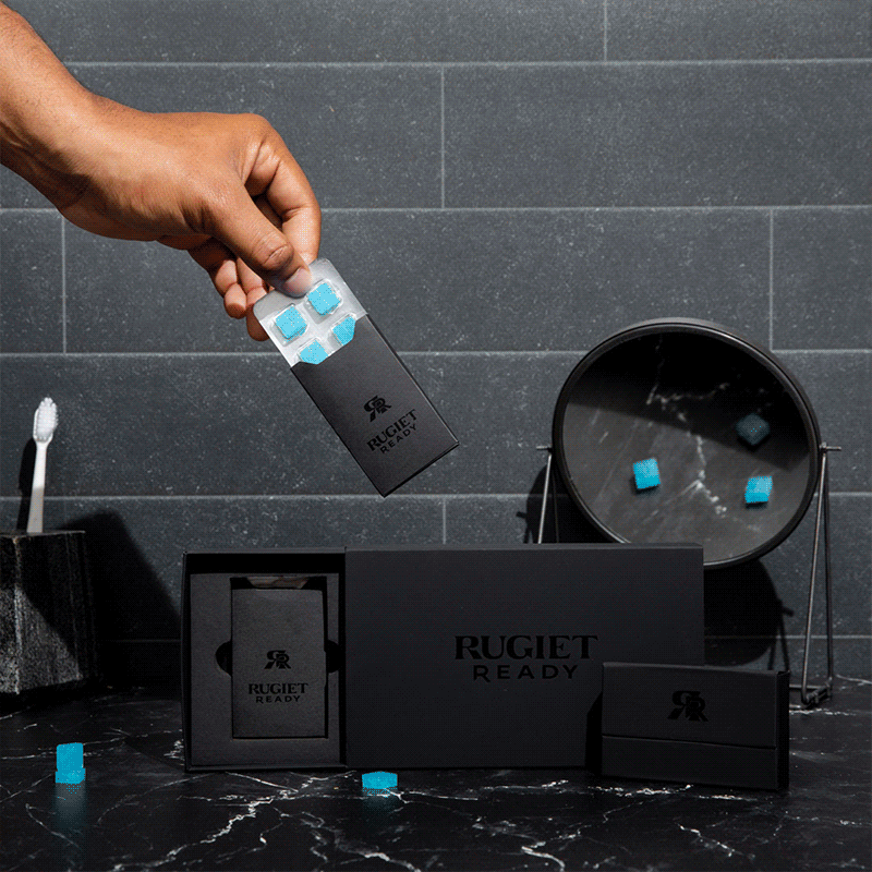 Multiple images describing Rugiet brand